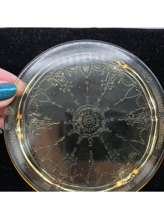 Mosser Glass Cambridge Ohio Jennifer Miniature Gold Crystal Glass Dessert Set 4 - Picture 6 of 8